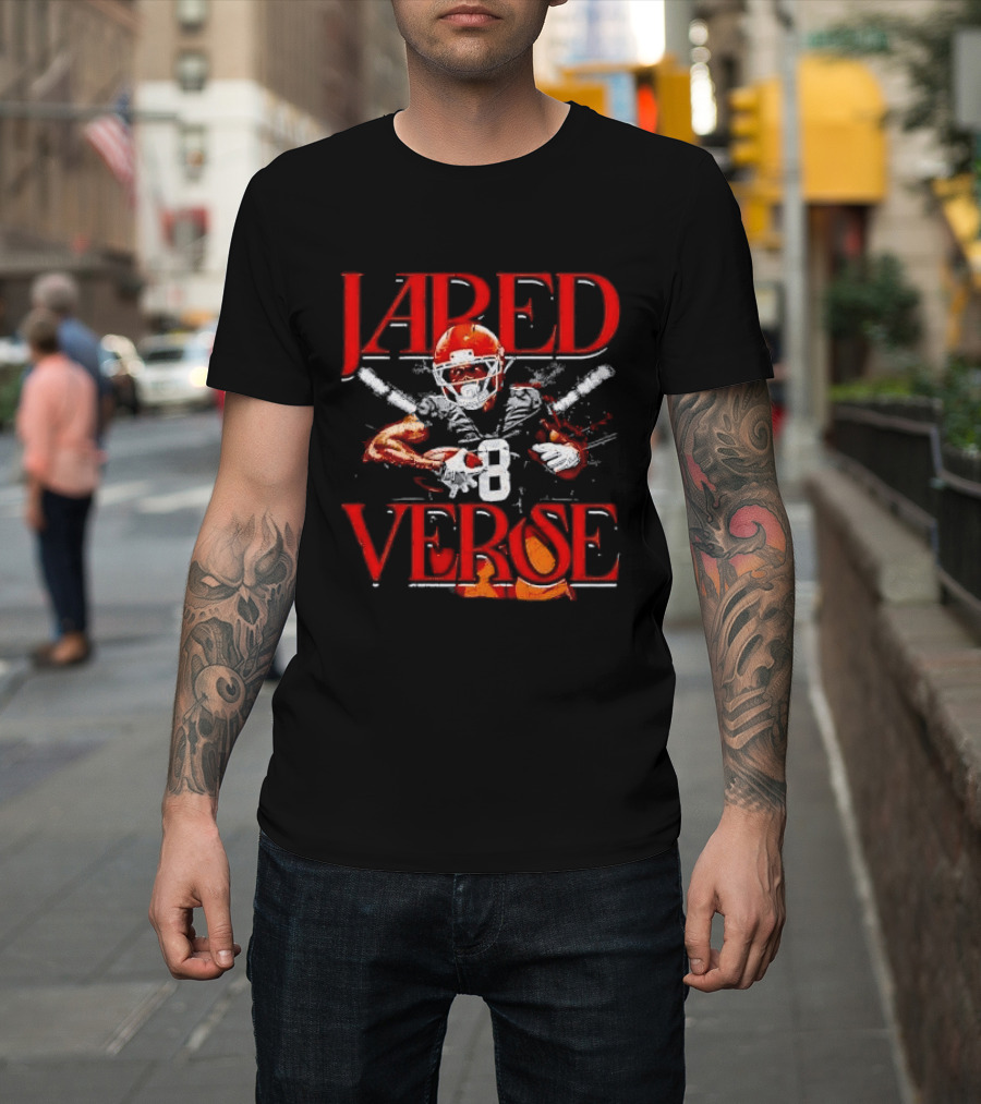 Jared Verse Number 8 Football Player Carrying Ball Distressed Bootleg T-Shirt