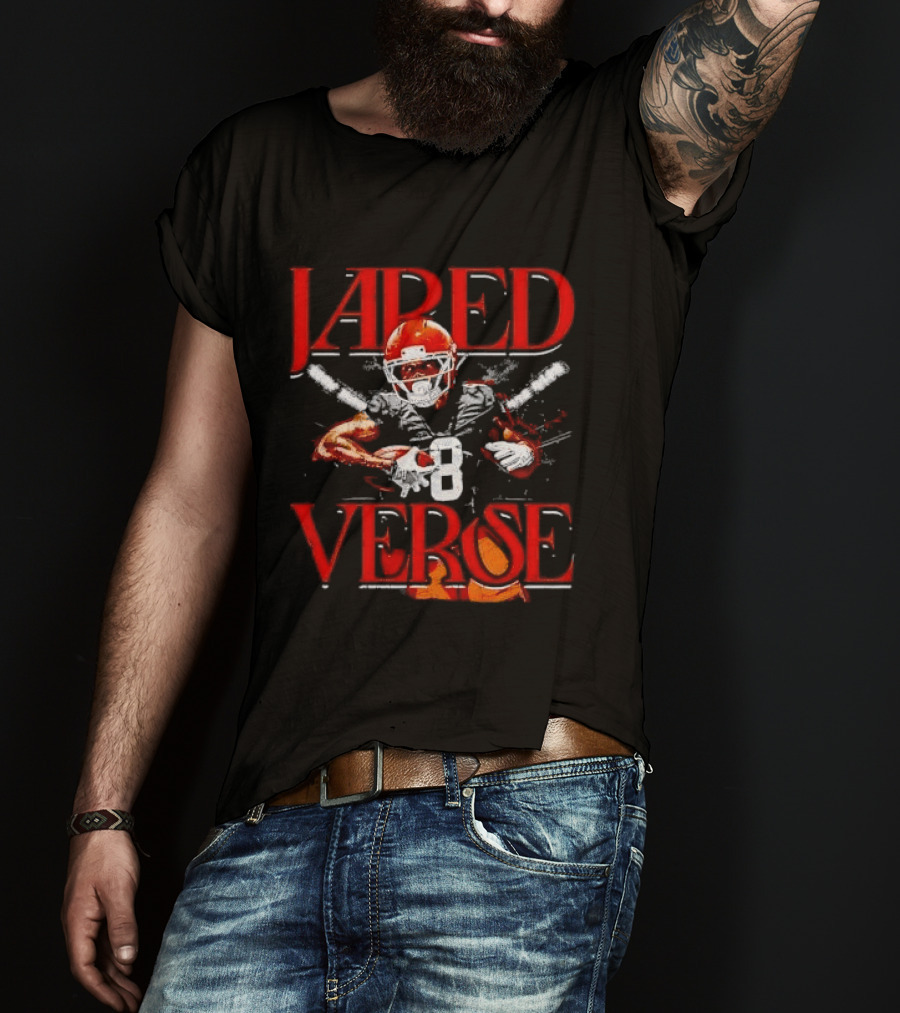 Jared Verse Number 8 Football Player Carrying Ball Distressed Bootleg T-Shirt