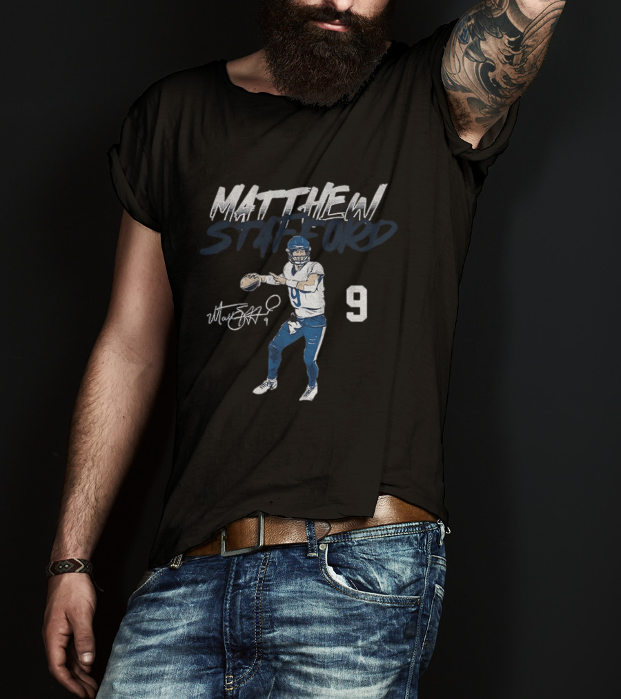 Matthew Stafford Number 9 Detroit Lions Football Player T-Shirt