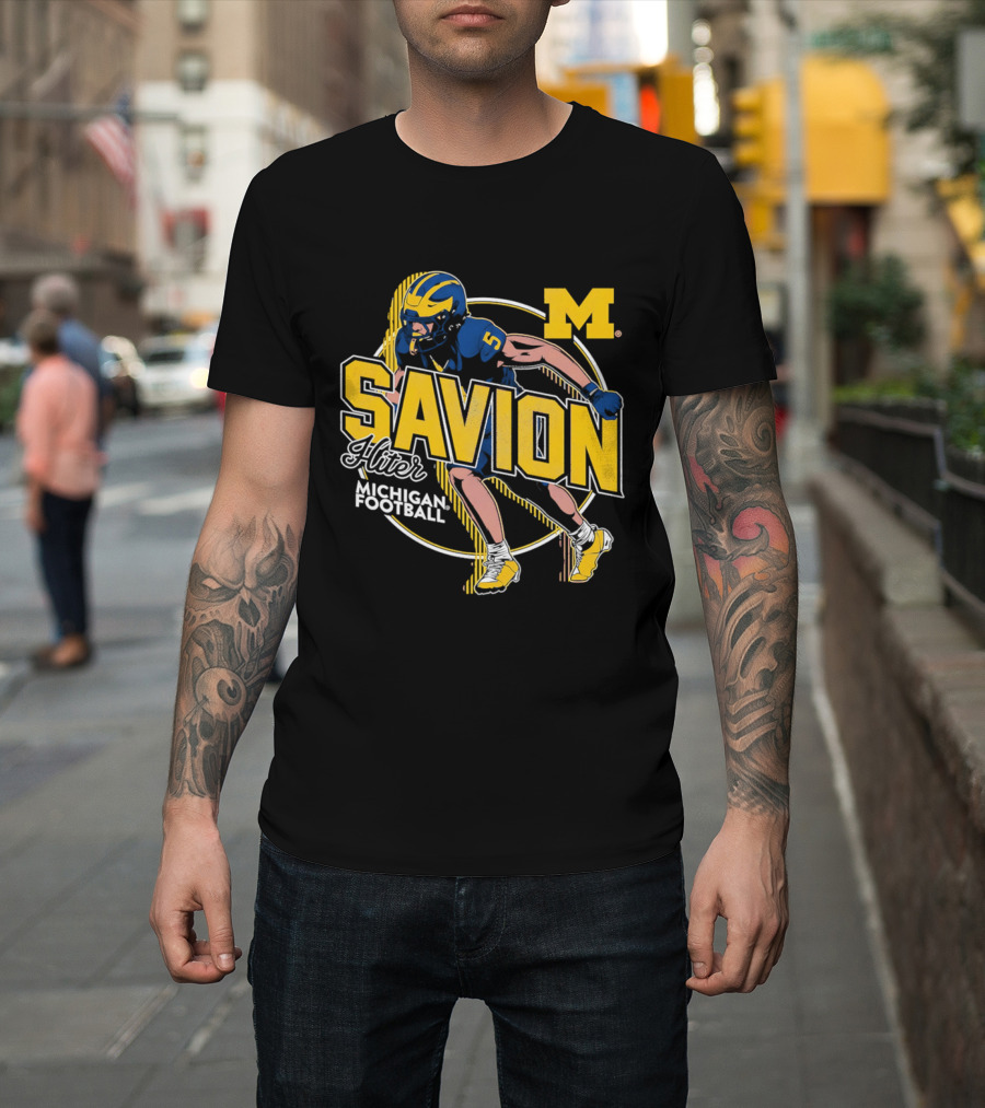 Michigan Wolverines Savion Hiter Number 5 Player Football M T-Shirt
