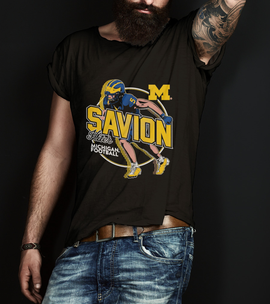 Michigan Wolverines Savion Hiter Number 5 Player Football M T-Shirt