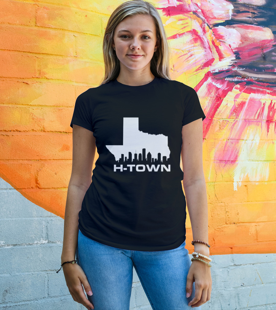 H Town Texas Map Houston Skyline T-Shirt