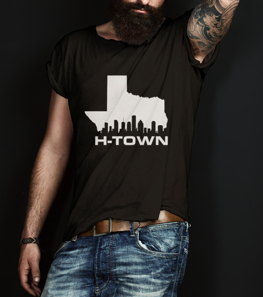 H Town Texas Map Houston Skyline T-Shirt