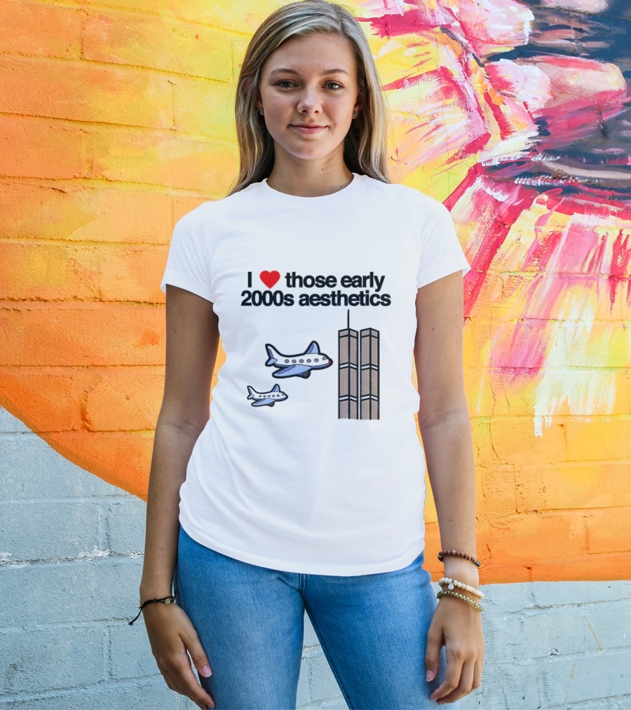 I Heart Those Early 2000s Aesthetics Airplanes World Trade Center Towers T-Shirt