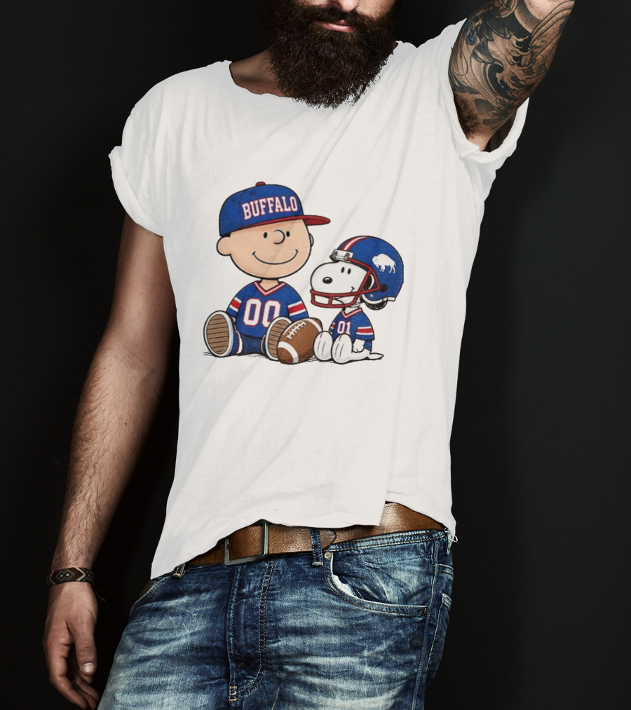 Charlie Brown Snoopy Buffalo 00 01 Football Team Cartoon Sports Fan Gear T-Shirt