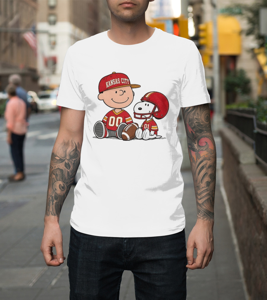 Kansas City Football With Charlie Brown And Snoopy Players T-Shirt