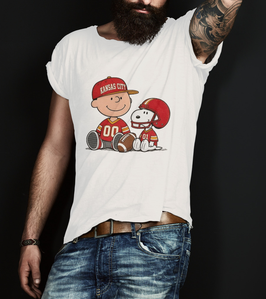 Kansas City Football With Charlie Brown And Snoopy Players T-Shirt