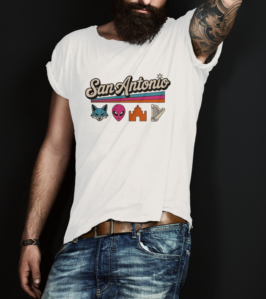 San Antonio Fox Alien Castle Harp Spurs Basketball T-Shirt