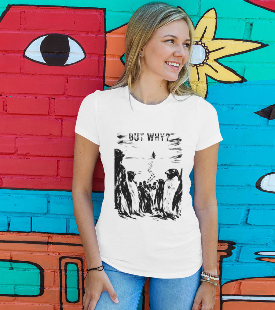 Nihilist Penguin But Why Snow Scene T-Shirt