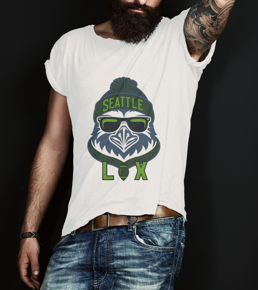 Seattle Seahawk LIX Game Day Beanie Sunglasses Football T-Shirt
