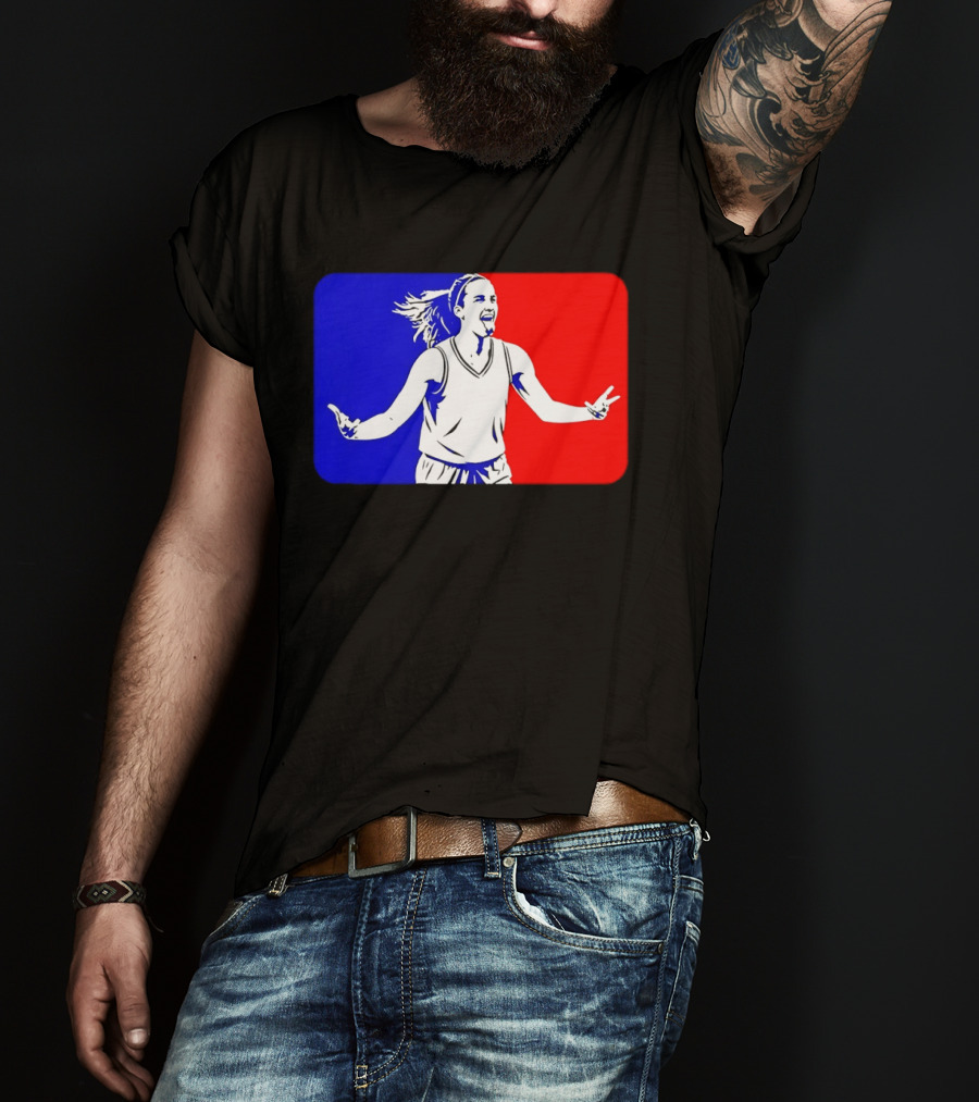 Caitlin Clark Basketball Player Silhouette In Iconic Red And Blue T-Shirt