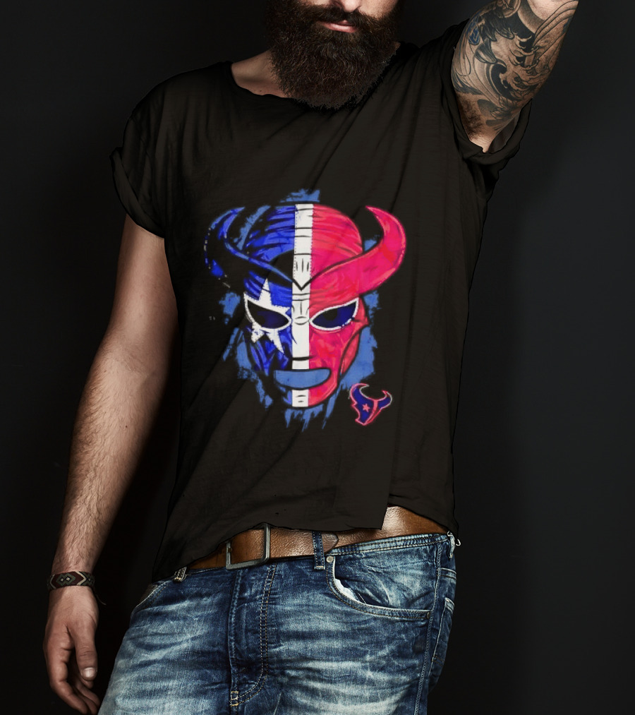 Houston Texans Distressed Lucha Libre Mask Texas Flag T-Shirt