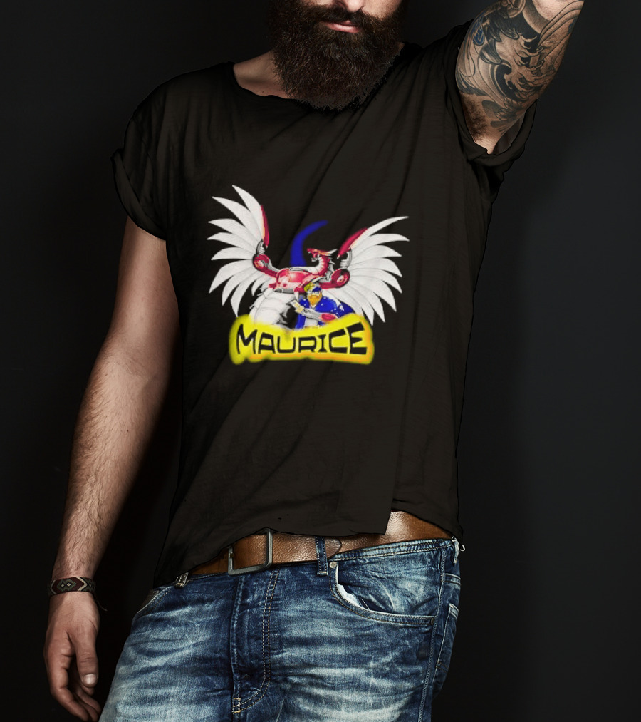 Maurice Cybernetic Dragon Winged Anime Duelist Trading Card Yellow T-Shirt