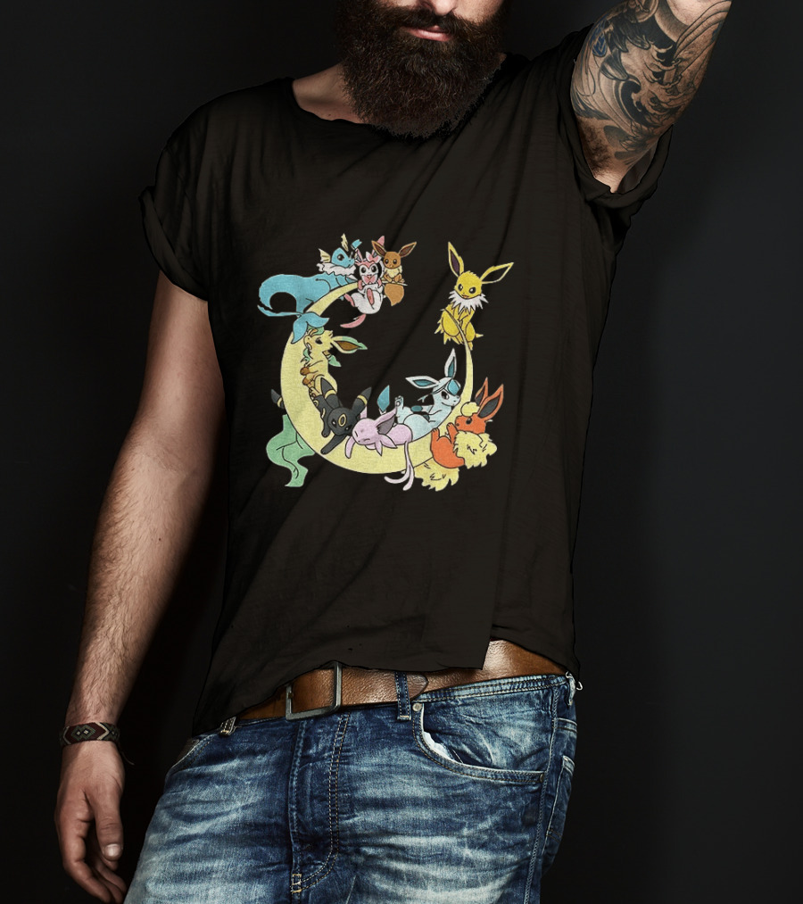 Eevee Evolutions Sylveon Umbreon Flareon Jolteon Vaporeon Espeon Leafeon Glaceon T-Shirt