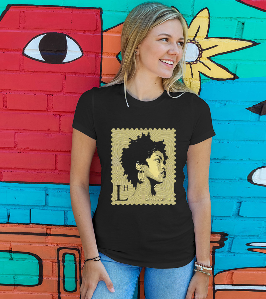 Everything Is Lh Gold Line Afro Woman Stamp T-Shirt