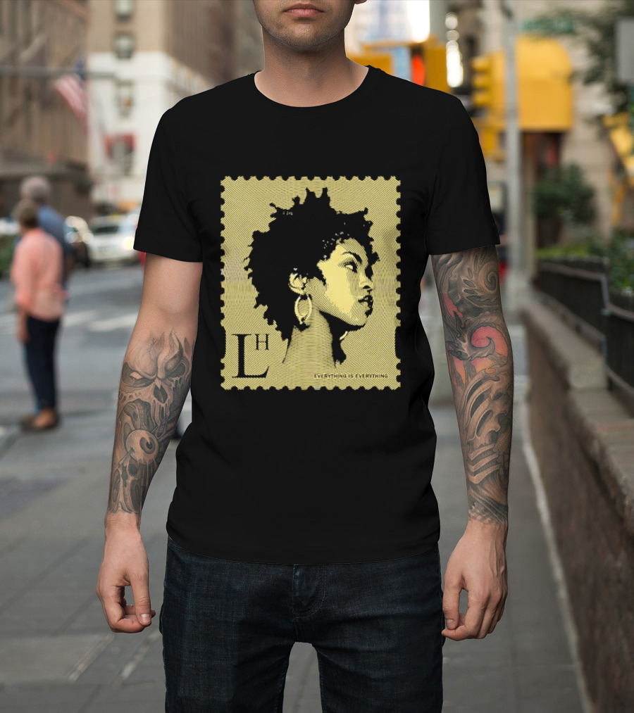 Everything Is Lh Gold Line Afro Woman Stamp T-Shirt