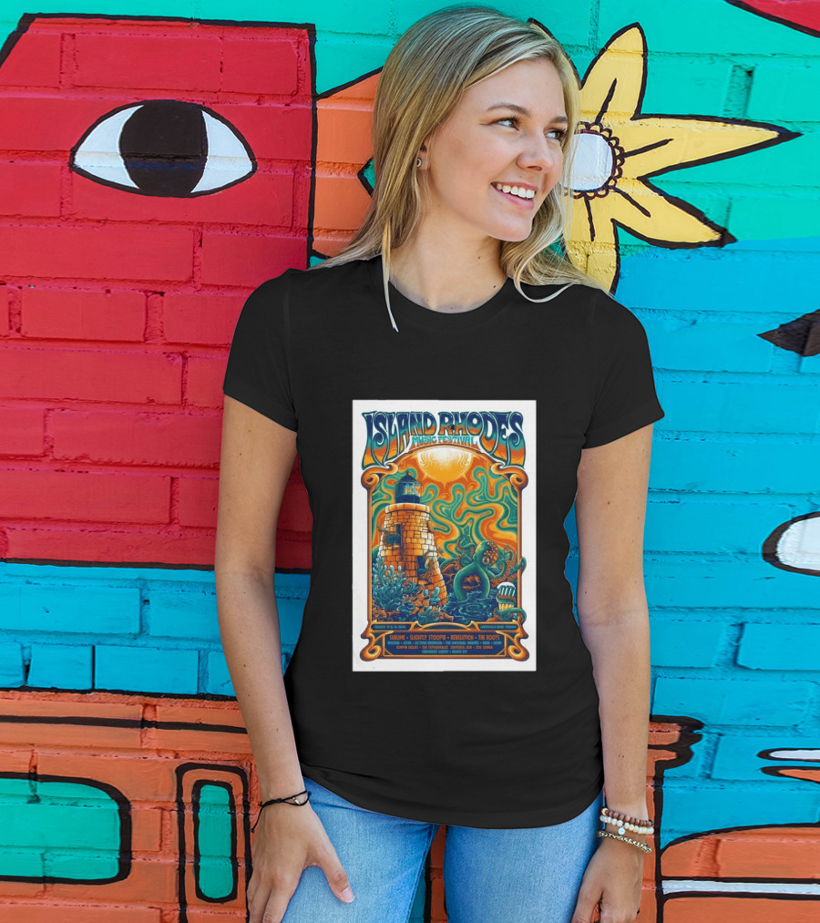 Island Rhodes Music Festival 2026 Lighthouse Octopus Art Pawtucket Rhode Island Sublime Slightly Stoopid August 15 16 T-Shirt