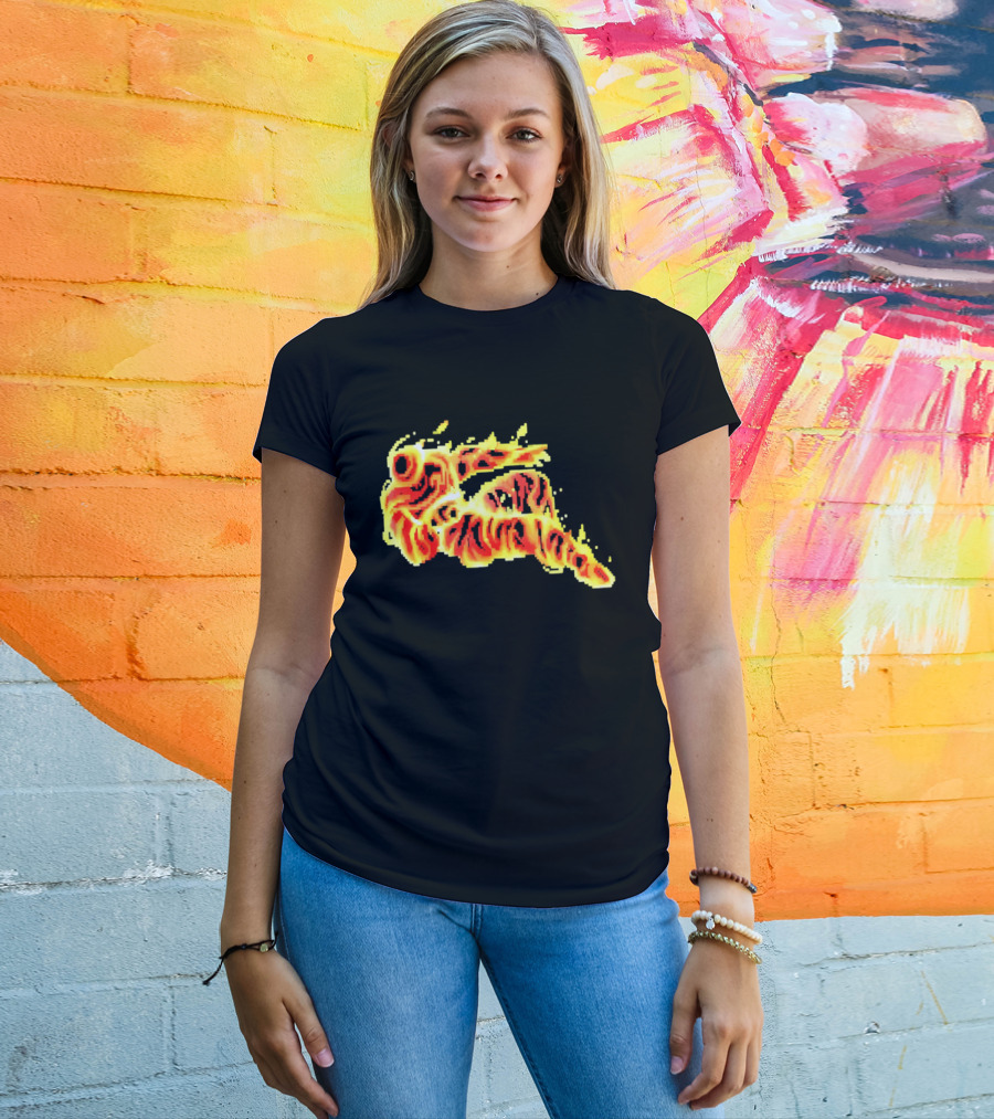 Fiery Waves Of Burning Flame Blaze In Yellow Orange Red Hues T-Shirt