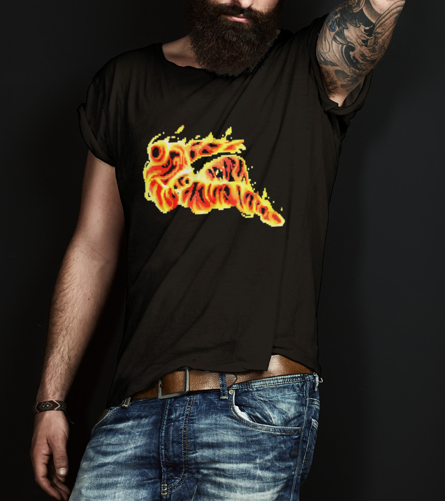 Fiery Waves Of Burning Flame Blaze In Yellow Orange Red Hues T-Shirt