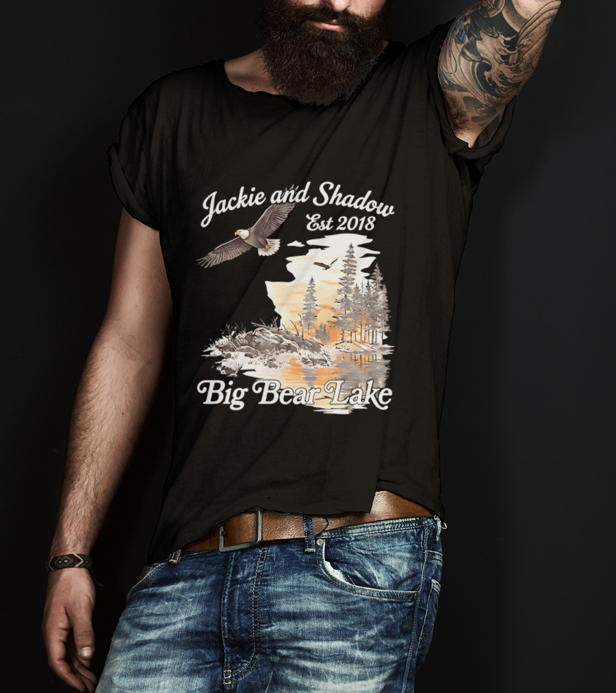 Jackie And Shadow Est 2018 Big Bear Lake Bald Eagles Family Scenic Nature T-Shirt