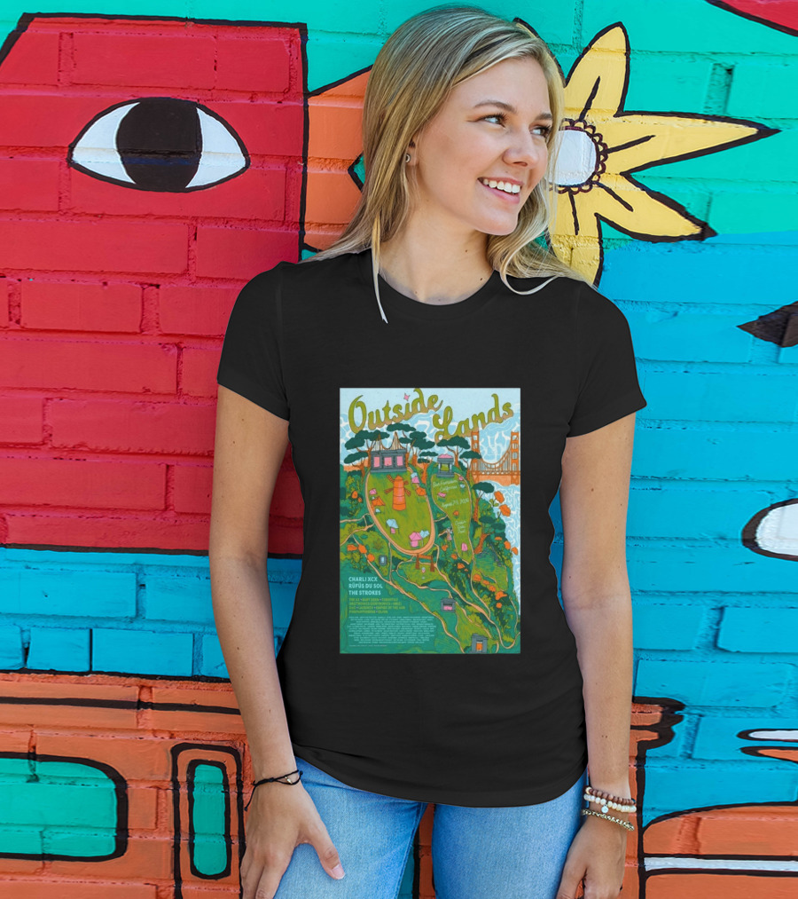 Outside Lands San Francisco August 7 9 2026 Golden Gate Park Charli XCX Rufus Du Sol The Strokes T-Shirt