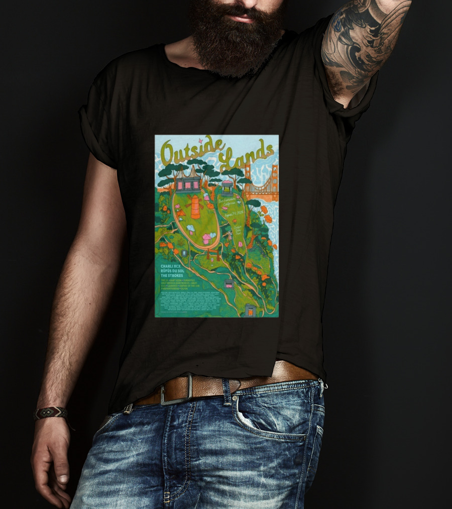 Outside Lands San Francisco August 7 9 2026 Golden Gate Park Charli XCX Rufus Du Sol The Strokes T-Shirt