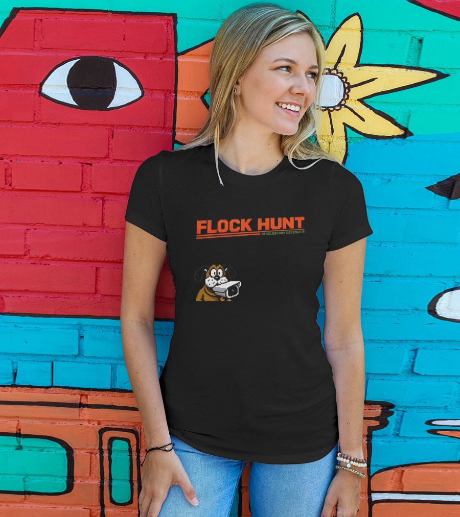 Flock Hunt Pixelated Canine Dingleberry Defense Security Camera T-Shirt