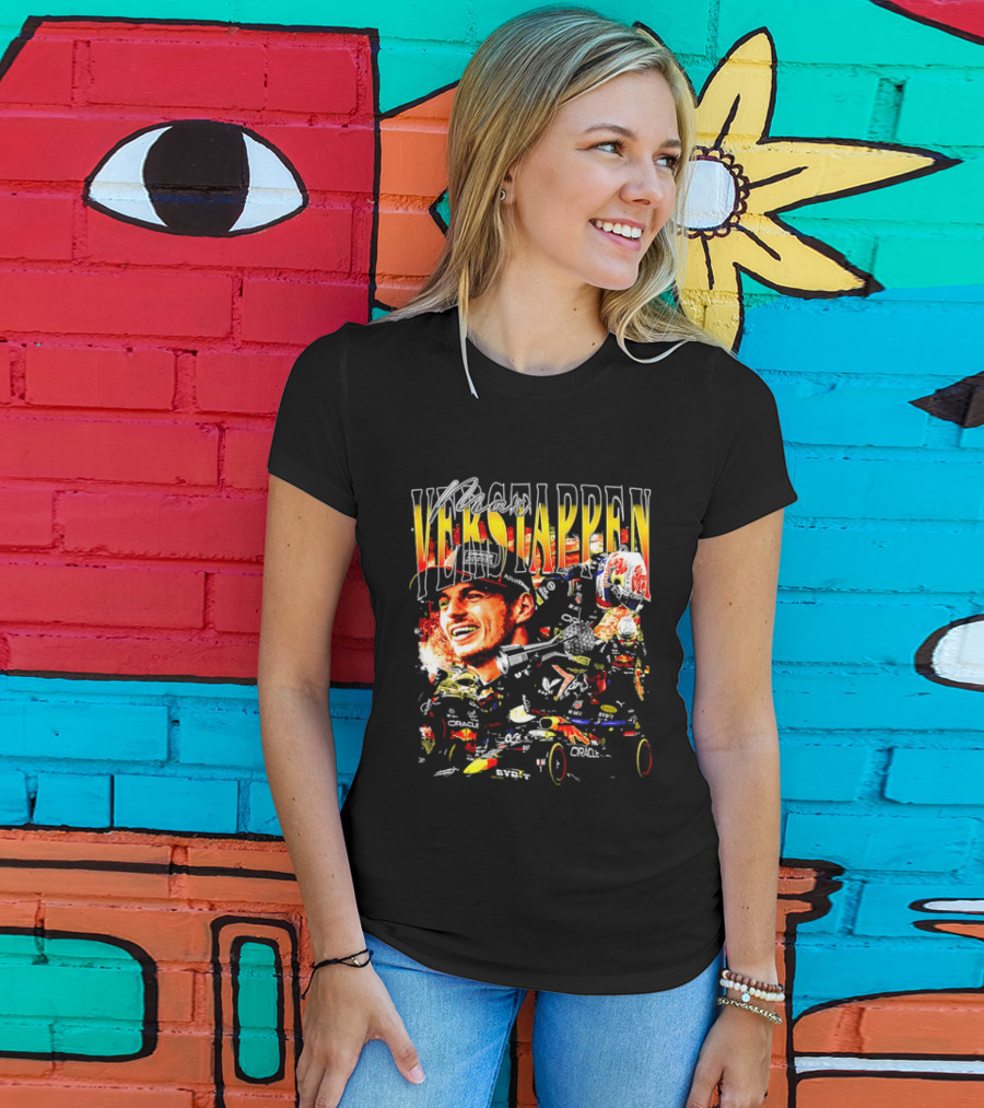 Max Verstappen Red Bull Racing F1 Driver Trophy Car Photo Collage T-Shirt