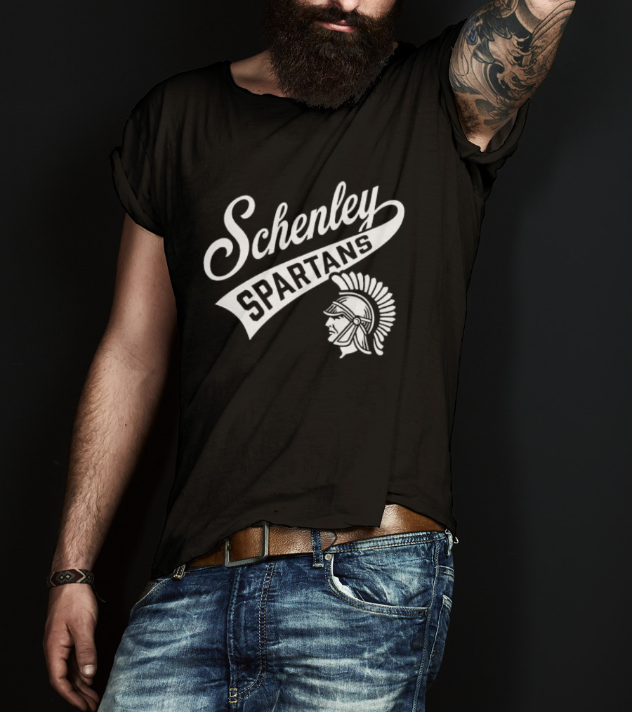 Schenley Spartans Cursive Script Banner Helmet Crest T-Shirt