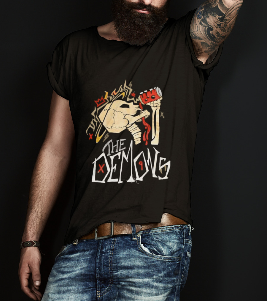 The Demons Crowned Skeleton Skull Drinking Spray Can T-Shirt
