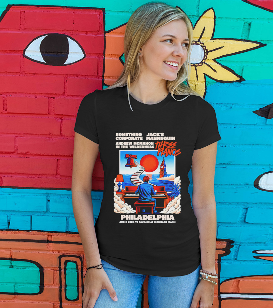 Something Corporate Jack's Mannequin Andrew McMahon Three Pianos Philadelphia Aug 08 2026 T-Shirt
