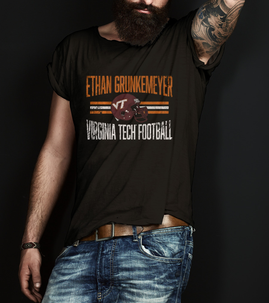 Ethan Grunkemeyer Virginia Tech Football VT Helmet T-Shirt