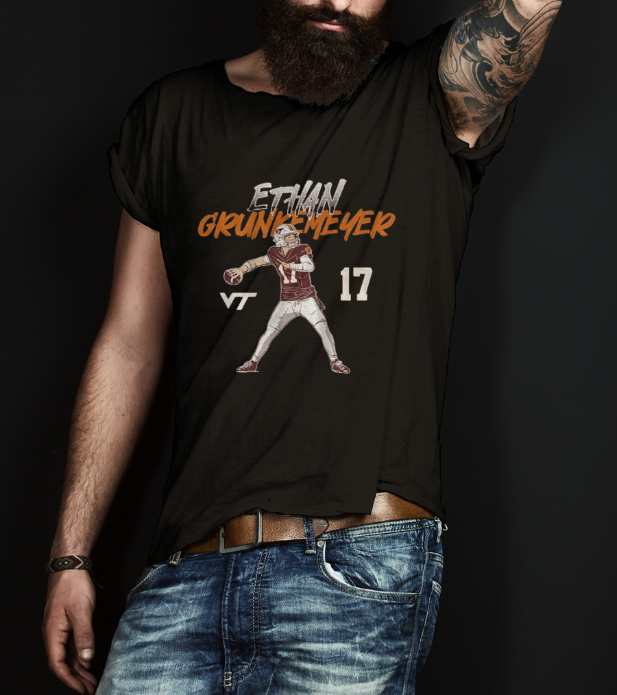 Ethan Grunkemeyer Virginia Tech Football VT 17 T-Shirt