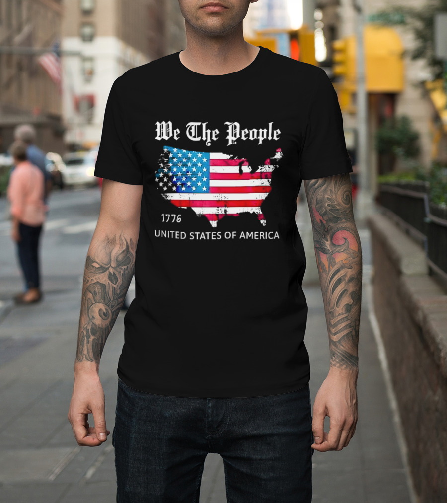 We The People 1776 Distressed USA Map Flag United States Of America T-Shirt
