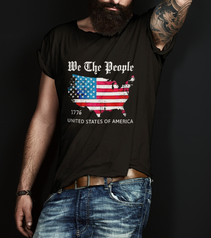 We The People 1776 Distressed USA Map Flag United States Of America T-Shirt
