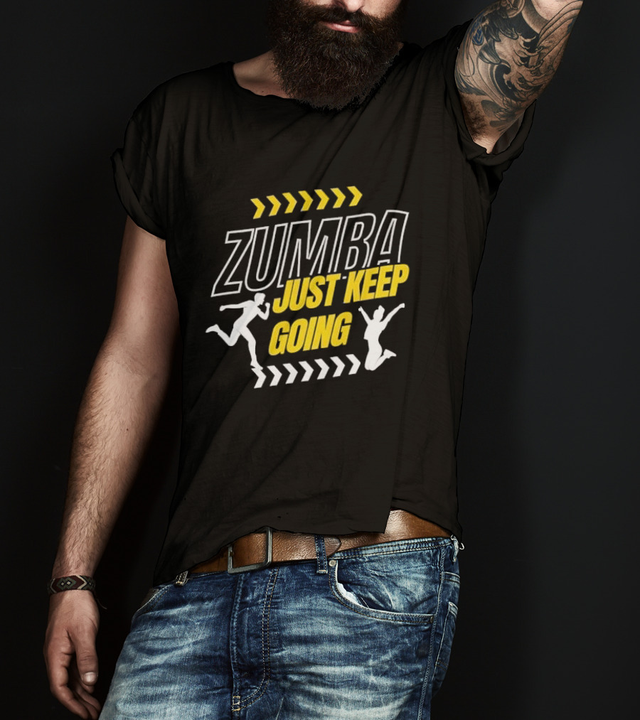 Zumba Just Keep Going Fitness Running Jumping Chevron Arrows T-Shirt