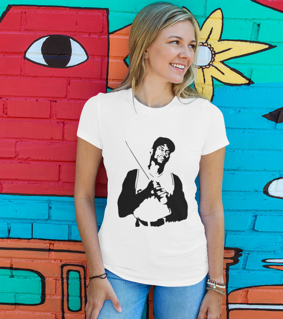 Black And White Stencil Baseball Batter Holding Bat T-Shirt