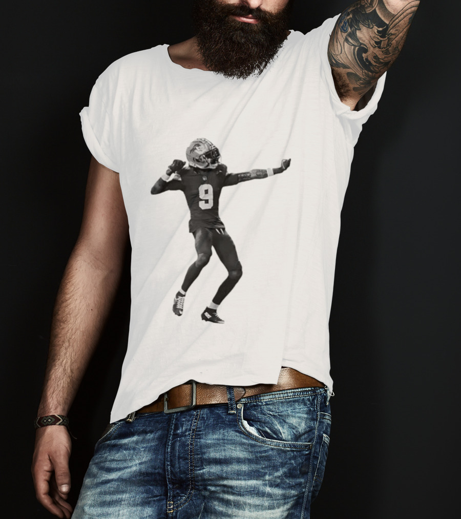 Detroit Lions Number 9 Celebratory Pose Football Athlete Cutout T-Shirt