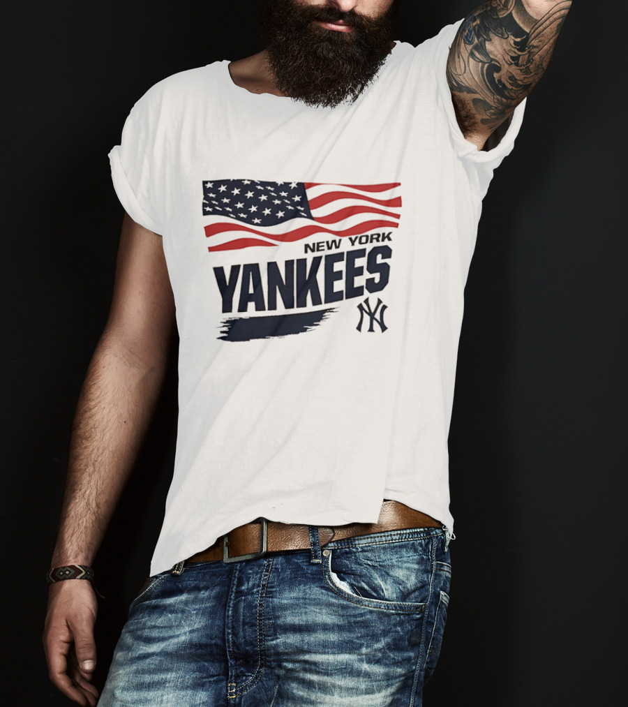 New York Yankees American Flag Brushstroke NY Yankees MLB T-Shirt