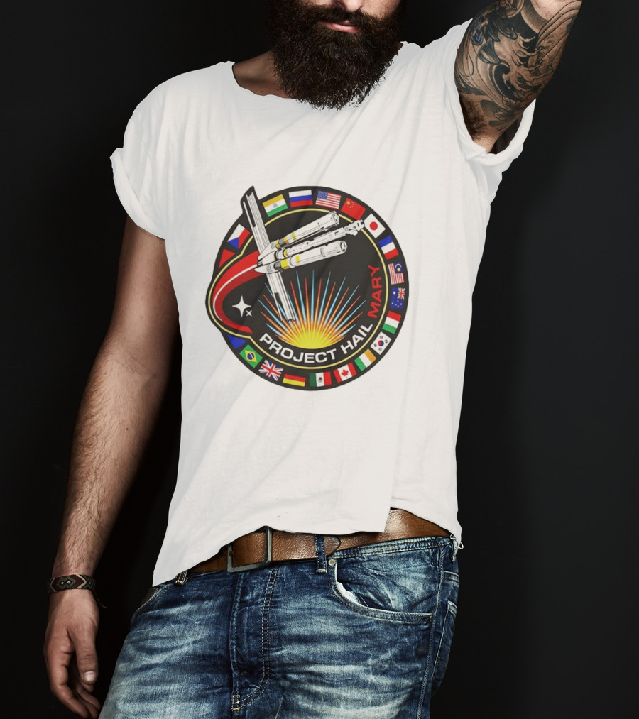 Project Hail Mary Ryland Grace Sci Fi Spacecraft Mission Flags T-Shirt