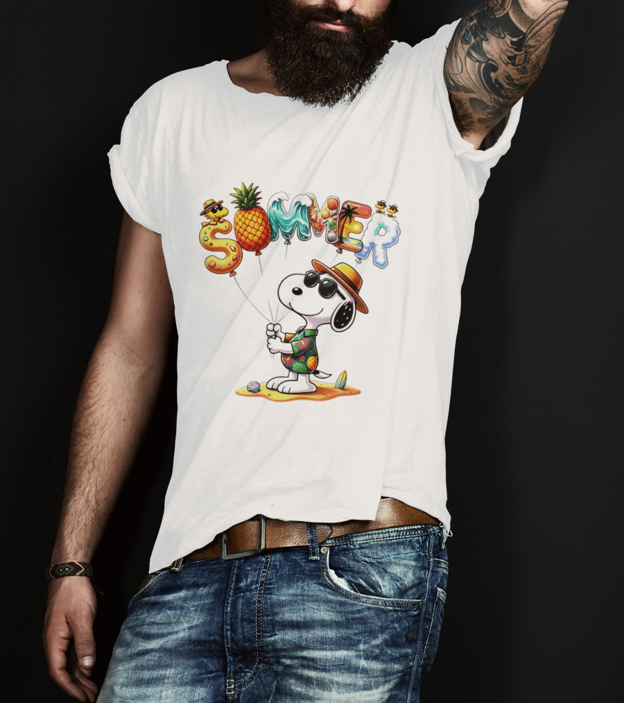 Snoopy Summer Sunglasses Pineapple Beach Balloons Fun T-Shirt