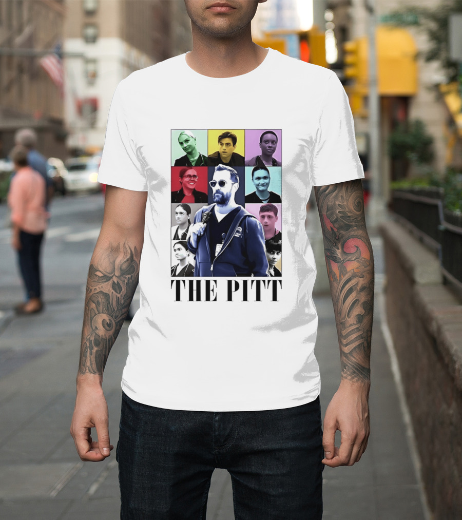 The Pitt Colorful Pop Grid Doctor Portraits Bearded Man In Sunglasses T-Shirt