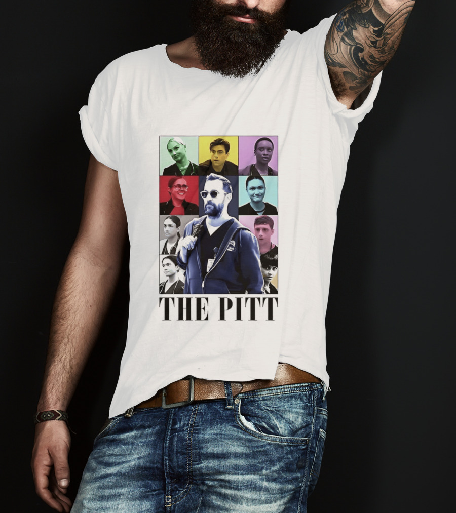 The Pitt Colorful Pop Grid Doctor Portraits Bearded Man In Sunglasses T-Shirt