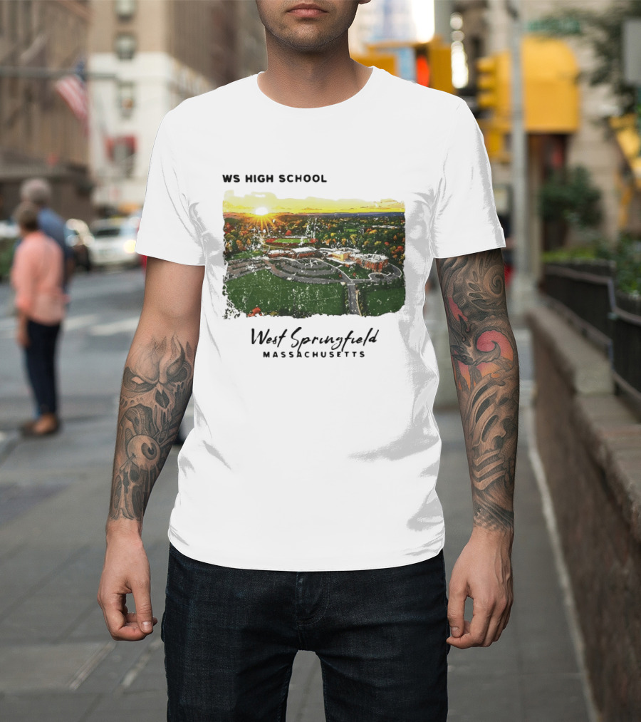 WS High School West Springfield Massachusetts Aerial Sunset Campus Landscape T-Shirt