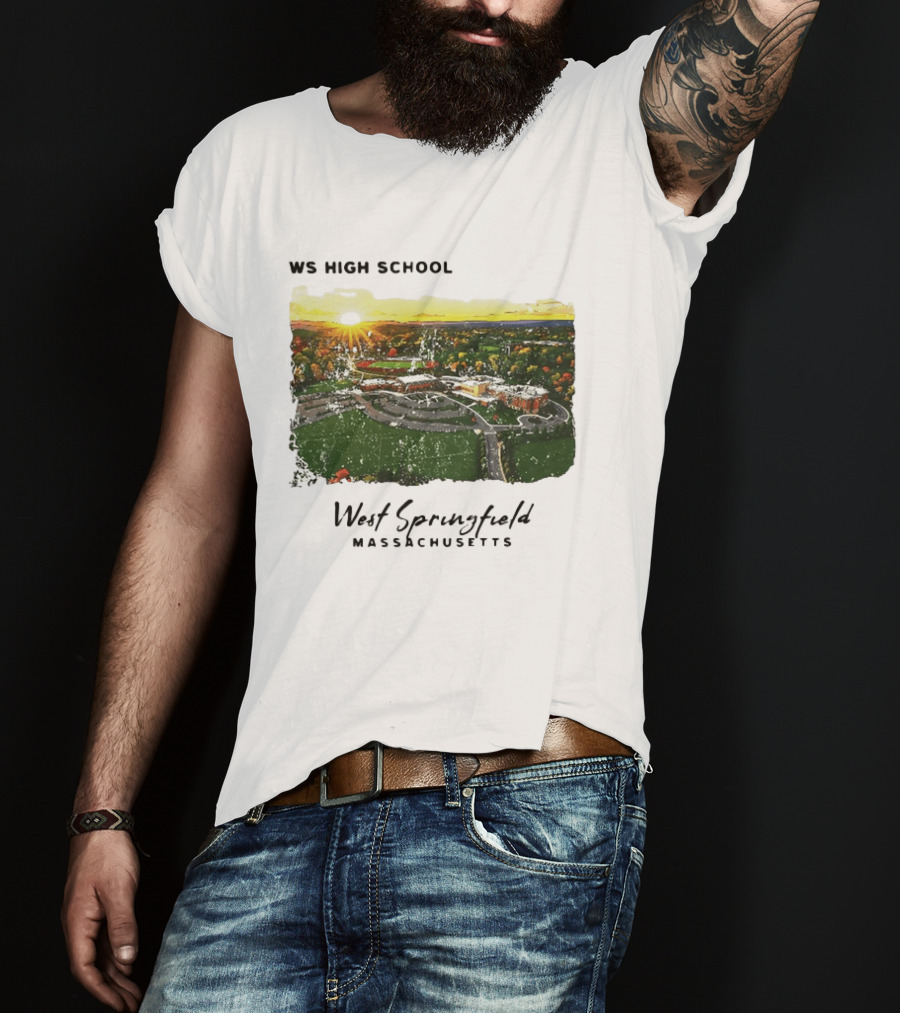 WS High School West Springfield Massachusetts Aerial Sunset Campus Landscape T-Shirt