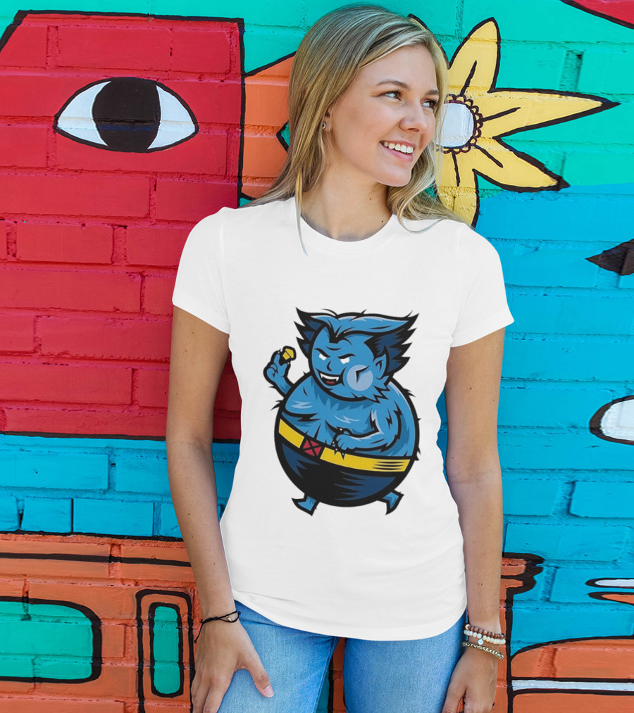 X Men Beast Caricature Cartoon Blue Character Cupcake T-Shirt