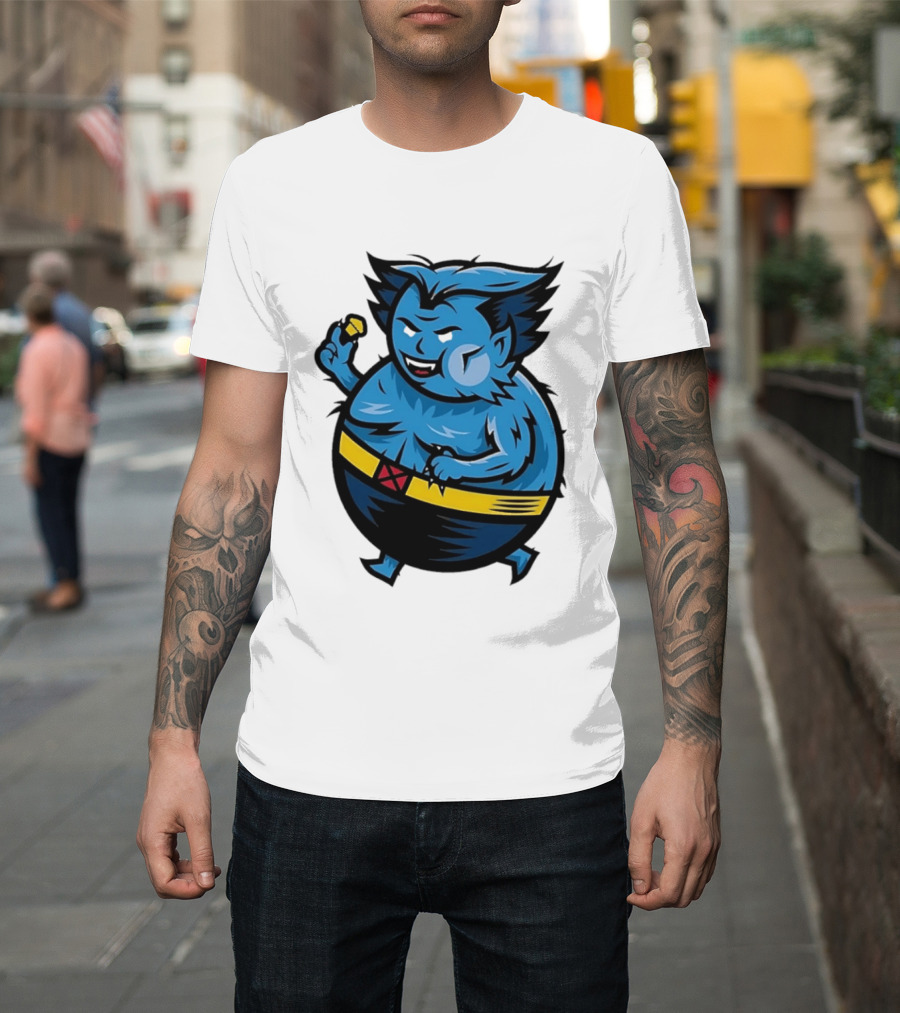 X Men Beast Caricature Cartoon Blue Character Cupcake T-Shirt