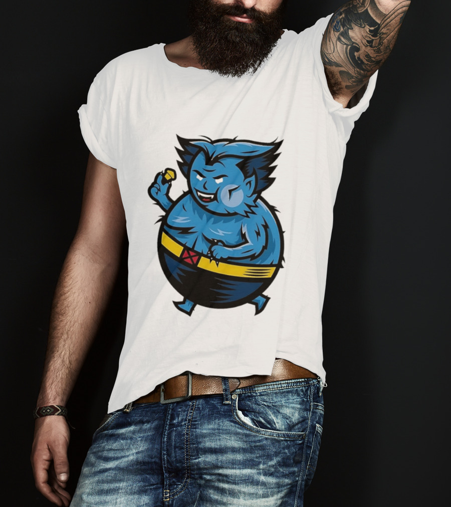 X Men Beast Caricature Cartoon Blue Character Cupcake T-Shirt