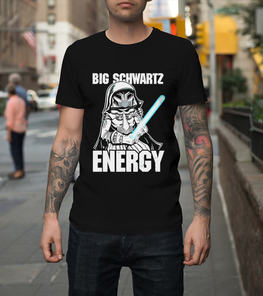 Big Schwartz Energy Dark Helmet Glowing Blue Sword T-Shirt