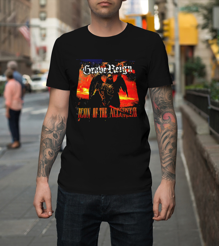 Grave Reign Icon Of The Accursed Winged Figure Sword T-Shirt